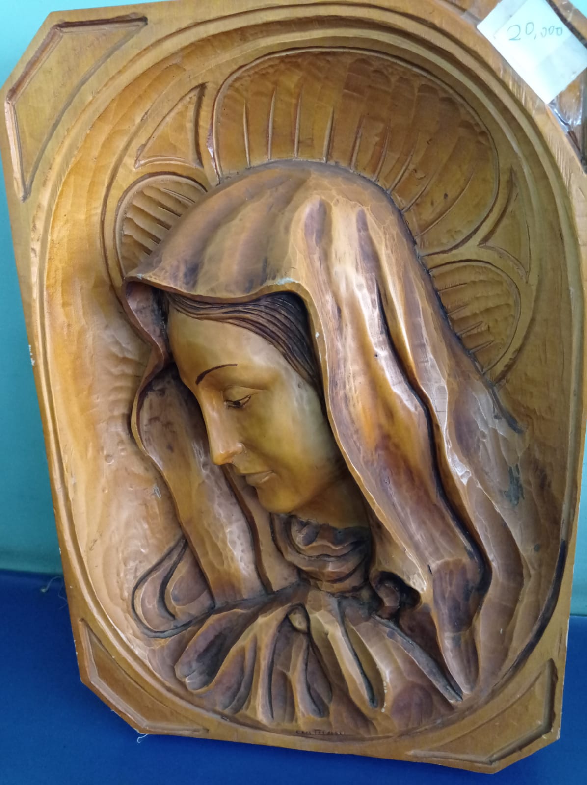 Wooden bust Madonna